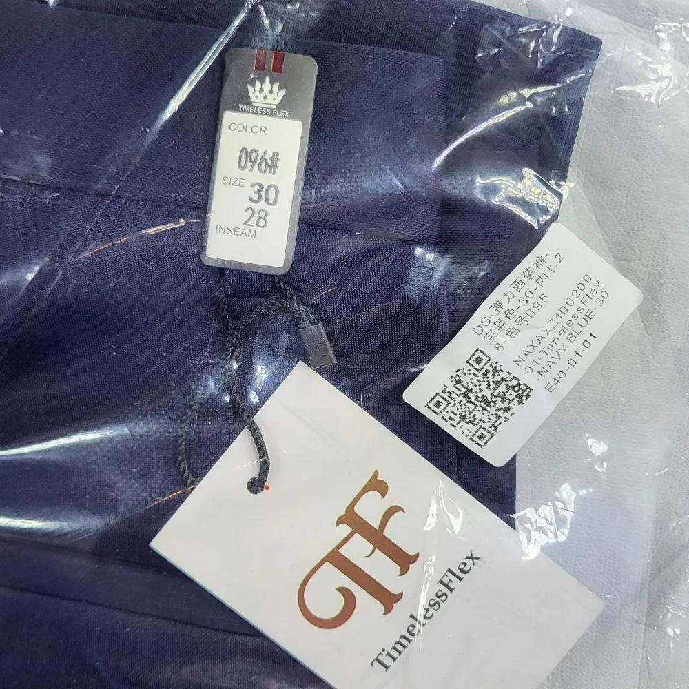Timeless Flex High Stretch Straight Fit Navy Blue Dress Pants Sz 30x28